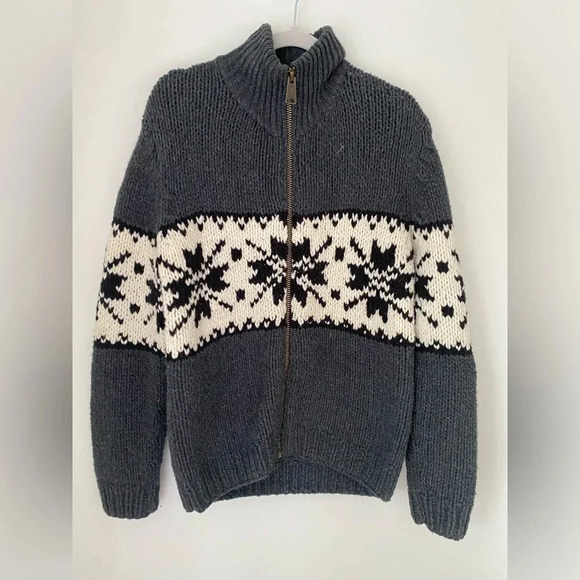 GAP Other - Vintage Gap Wool Sweater Men’s Large Hand Knit Talon Zipper Zip Up